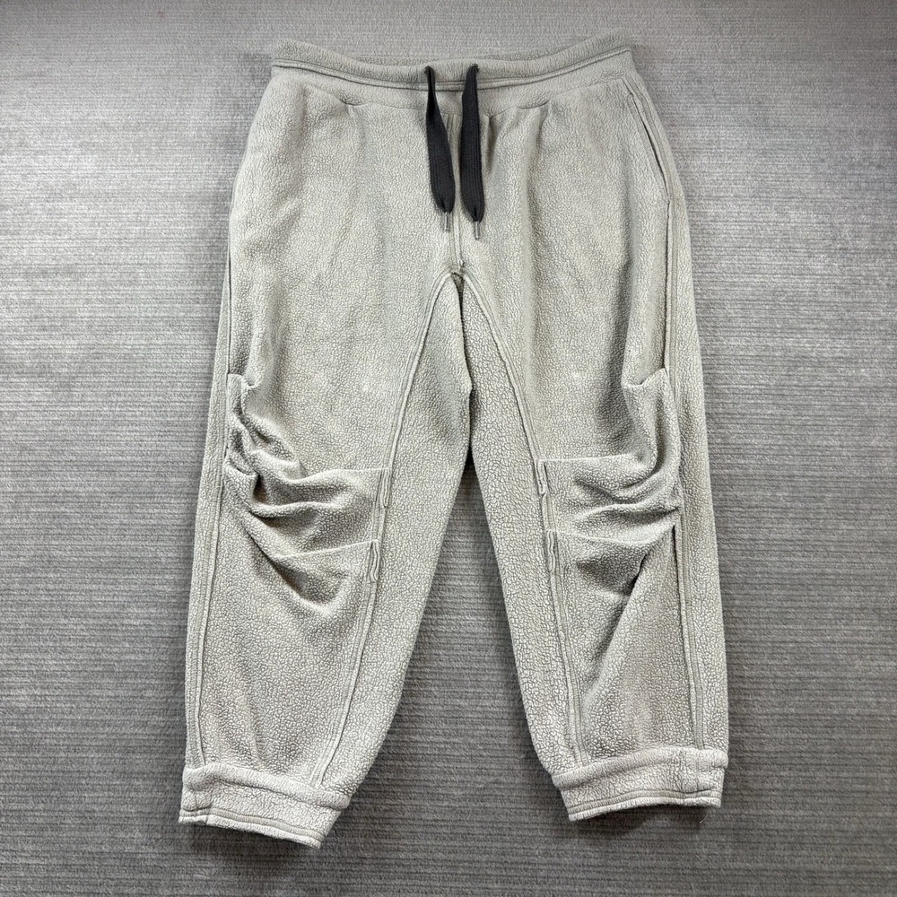 Free People Fleece Jogger Women XS Gray Pleated Knee Elastic Waist Casual Lounge